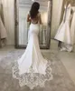 Abiti da sposa sexy a sirena con scollo a V abito da sposa in pizzo con applicazioni in raso Vestido de novie abiti da sposa treno taglie forti