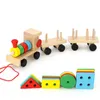 Giocattoli per bambini Rimorchio per bambini Veicolo in legno Blocchi di costruzione Geometria Colore Blocchi congnitivi Educazione per bambini Regali di Natale H0824