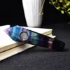 9-11cm 자연 다채로운 롤리트 조각 스틱 파이프 선물 Reiki 미네랄 스톤 치유 석영 크리스탈 파이프 흡연 에너지 명상
