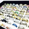 100pcs Wholesale Lots Bulk Women Rings Set Stainless Steel Gold Silver Couple Black Ring Men Jewelry Gift Wedding Band Party Drop