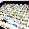 100pcs whole lot bulk women rings 세트 스테인레스 스틸 골드 실버 커플 블랙 링 남자 보석 선물 선물 웨딩 밴드 파티 drop5567432