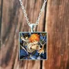 The Promised Neverland Emma Norman Necklace for Women Men Kids Glass Crystal Long Chain Square Pendant Jewelry G1206