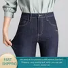 Jeans voor vrouwen hoge taille gewassen denim skinny potlood broek plus size stretch moeder slanke voeten negen vrouwelijke 210428