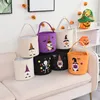 Halloween Bucket Diy Canvas Candy Tote Bag Party Supplies Återanvändbar förvaringspåsar Pumpa Handväska HH21-414