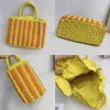 Einkaufstaschen Bohemia Rattan Woven Handtaschen für Frauen Gestreifte Tote Kordelzug Top-Griff Damen Sommer Hand Stroh Strand Tragbare 220301