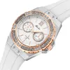 Women's Horloges Chronograph Rose Gold Sport Horloge Dames Diamant Blauw Rubber Band XFKS Analoge Vrouwelijke Quartz Horloge