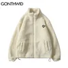 Hip Hop Winter Polar Fluffy Jacket Streetwear Harajuku Fuzzy Zipper Płaszcz Mężczyźni Jesień Solidne Kolor Lekkie Kurtki Czarny Beige 211214