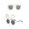 Солнцезащитные очки в стиле ретро в стиле панк для женщин и мужчин, модные винтажные двухслойные линзы с зеркальным оттенком, очки2583396