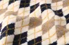 Argyle Stickad Pullover Waistcoat Spring V-Neck Loose Mohair Oregelbundna tröja Väst kvinnlig Fasion 5A1150 210427