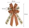 Large Fall Burlap Wreath Gift Bow 20.8x11.4inch Handmade Orange Buffalo Plaid Tied BowKnot for Thanksgiving Christmas Home Indoor Outdoor Ornaments