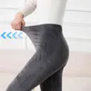 Winter Warm Leggings Plus Velvet Thickening Women Pants High Waist Slim Size Fleece Super Stretch Multiple Colour 211204