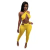 Tracksuits Women Designer Clothes Cute Outfits Halter Tops Slim Sexy Solid Colour Casual Fashion Two Piece Pants Suit