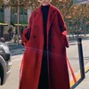 Manteau de laine rouge Version coréenne mi-longue pour femme de l'automne et de l'hiver Manteau de laine de tempérament ample au-dessus du genou 211104