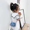 어린이 디자이너 핸드백 2021 아기 소녀 데님 미니 안장 가방 아이 공주 체인 크로스 바디 가방 캐주얼 지갑 F437