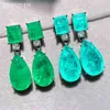 Trend 925 Sterling Silver Paraiba Tourmaline Emerald Gemstone Big Drop Örhängen för Kvinnor Cocktail Party Fine Smycken Giift 210625