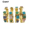 WT-B515 WKT Natural Stone Bangle Geometri Druzy Quartz Bangle Gold Electropled Justerbara Kvinnor Mode Armband Smycken Q0720