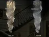 Modern Long Size Clear Crystal Chandelier Light Fixture for Lobby Staircase Lustre Stairs Foyer Large Crystal Ceiling Lamp Indoor Lighting