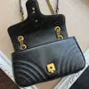 مارمونت حقائب مسطحة سلسلة حقيبة كتف نظرة كلاسيكية متعددة الاستخدامات Crossbody أنثى أسود حقيبة يد المرأة الفاخرة محفظة جلد حقيقي أحمر أبيض مخلب PM مقاس 443497