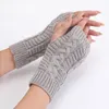 Unisexe élégant main plus chaud hiver gants bras Crochet tricot doux demi-doigt gants conduite main protéger mitaines sans doigts