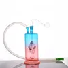 Brûleur à mazout en verre coloré Bong Narguilé 10 mm Tuyaux d'eau pour fumer avec épais Pyrex Clear Heady Recycler Dab Rig Bongs à main avec tuyau de brûleur à mazout en verre mâle Dhl gratuit