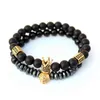 Men Bracelet Natural Moonstone Bead Matte Oxyn Stone Beads Skull Set Crown Jewelry Mens Bracelets For Women1903664