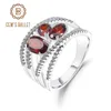 Gems ballett 925 Sterling Silver Criss-Cross Gemstone Ring 1.87ct Natural Röda Garnetfinger Ringar För Kvinnor Bröllop Fin Smycken 211217