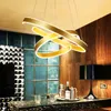 AC90-264V Modern Hängsmycke Lampa eller vardagsrum Matsal Geometri Cirkel Ringar Akryl Aluminium Body LED Lighting taklampa