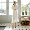 Autumn outfit temperament lace long sleeve shirt tail restoring ancient ways of cultivate one's morality dress 210522