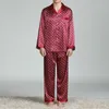 Männer Nachtwäsche Herren Satin Seide Pyjama Sets Casual Nightgown Lose Loungewear Pyjamas Pijamas Herbstdruck Nachtwäsche Homewear