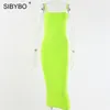 Sibybo Spaghetti Strap Backless Sexy Long Dress Party Off Shoulder Strapless Summer Maxi Dress Black Bodycon Dress Women 2020 X0521