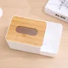 Коробки тканей Салфетки Многофункциональная пластиковая коробка с помощью телефонного слота бамбуковая деревянная крышка контейнера для хранения держатель дома для кухни аксессуары