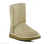 Botas de nieve de invierno para mujer, botas hasta la rodilla de piel auténtica de vaca dividida a la moda, talla US4--US14