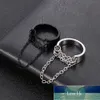Punk Fashion Black Silver Color Chain Rings Open Adjustable Cool Women Men Ring Jewelry Accessories Factory price expert design Quality Latest Style Original