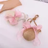 Summer Lovely Children Beach Hats Sweet Girl Wide Brim Net Yarn Bow Straw Hat Child Holiday Travel Fashion Sun Torby