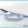 Tennis Jewelrytennis 2Pcs Handmade Braided Bracelet Simple Blue Rope Knots Lucky Bracelets & Bangles For Women Men Tibetan Jewelry Girl Gift