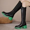Boots Patent Leather Over The Knee High Heel Nice Autumn Platform Round Head Fashtion Splicing Elasticity Women Ankle