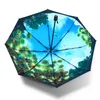 Dual-sound Sunny Deszcz Parasol Kobiety 3 Fold Parasol Protection Ochrona przed promieniowaniem UV Winylowe Unikalne Giftfor Girls