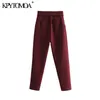 Stylish Office Wear High Waisted Pants Women Fashion Zipper Fly With Belt Pockets Female Ankle Trousers Pantalones 210420