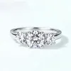 Moissanite s 60mm Ronde CutMoissanite Diamond Engagement Wedding Dubbele Halo Ring Zilver cadeau voor dames2812591