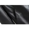 PU черный с длинным рукавом отворотный ветрозащитный длинноволосая женское пальто однобортное британский шик женская куртка локомотивные вершины 210507