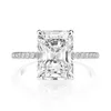 OEVAS REAL 925 Sterling Silver Emerald Cut Utworzono ślubne obrączki Diamentowe Moissanite dla kobiet Luksusowy Propozycja Pierścionek zaręczynowy