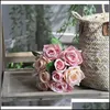Couronnes Fête Fête Fournitures Jardin Petite Pivoine Style Coréen Poignée Bundle 5 Têtes Feili Persan Rose Fleur Artificielle Maison Mariage Bouque