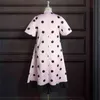 Pink Dress Stand Collar Short Sleeve Knee Length Loose Style Women Boho Fashion Ruffle Dresses Plus Size for Ladies 210527