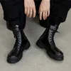 Meotina женщин мотоцикл ботинки обувь натуральная кожаная платформа квартир лодыжки ботинки крест завязанные панк короткими сапогами леди осень черный 40 210520