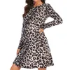 Осень зима мода леопардовый принт женские родильные платье плюс размер сексуальный грудный вскармливающийся с длинным рукавом повседневная платье C3