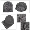 6 Colors Winter Men Knitted Wool Hats With Neckerchief Windproof Plus Velvet Thick Hat Elastic Breathable Soft Warm Party Caps DH0771 T03