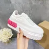 Luxury Designer Women Casual Shoes Top Quality Leather Fabric Breathable Tyre Raised Soled Outdoor Platform Sneakers Fashion Ladies Increasing Height Trainers