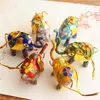 6 Stück handgefertigte Cloisonné-Emaille-Filigran-Elefant-Anhänger, Ornamente, kleine Dekoartikel, Weihnachtsbaum-Hänge-Schlüsselanhänger, Charm-Geschenke für Rückkehrer, mit Box