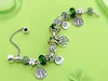 Tree of Life bracelet Strands green thousand face crystal large hole beads painted leaf flower jewelry9544611