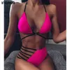 Ingaga cintura alta biquínis conjunto de banho push up swimwear mulheres string halter biquini brasileiro leopardo banhos maiô 210629